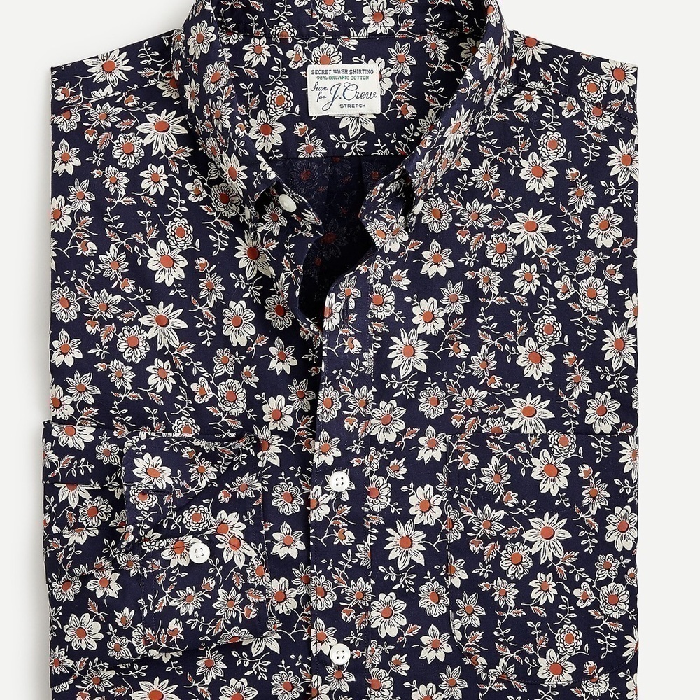 NWT J Crew Stretch Secret Organic Cotton Cottagecore Floral Blouse Slim‎ Medium - Picture 2 of 12